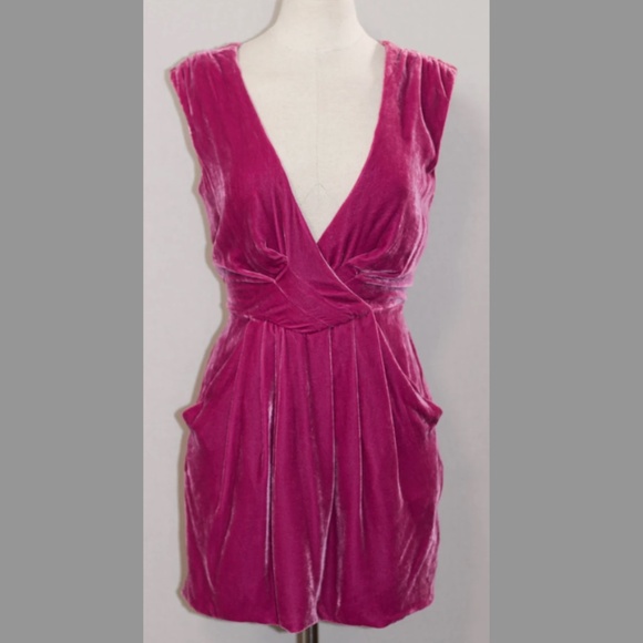 Racheal Roy Velvet Fuchsia Dress (0) - Picture 4 of 9